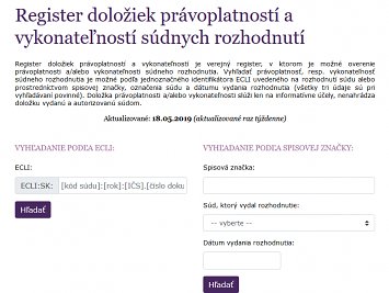 Právoplatnosť a vykonateľnosť súdnych rozhodnutí si už môžete overiť aj z domu